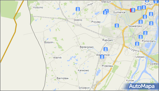 mapa Będargowo gmina Kołbaskowo, Będargowo gmina Kołbaskowo na mapie Targeo