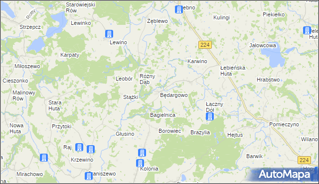 mapa Będargowo gmina Szemud, Będargowo gmina Szemud na mapie Targeo