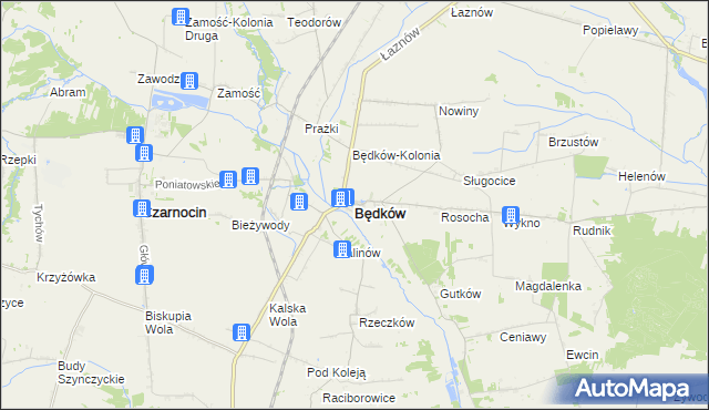 mapa Będków powiat tomaszowski, Będków powiat tomaszowski na mapie Targeo