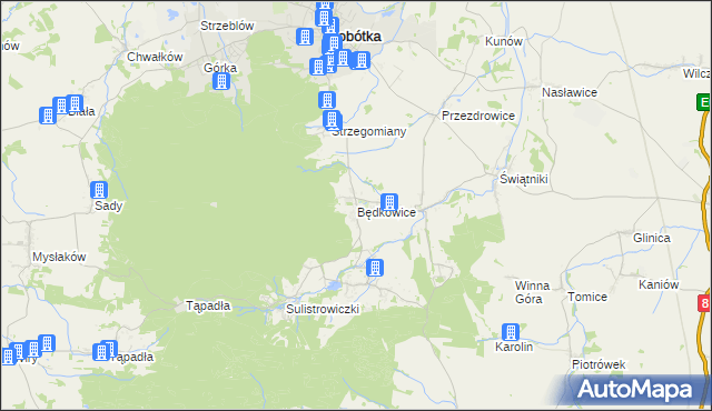 mapa Będkowice gmina Sobótka, Będkowice gmina Sobótka na mapie Targeo