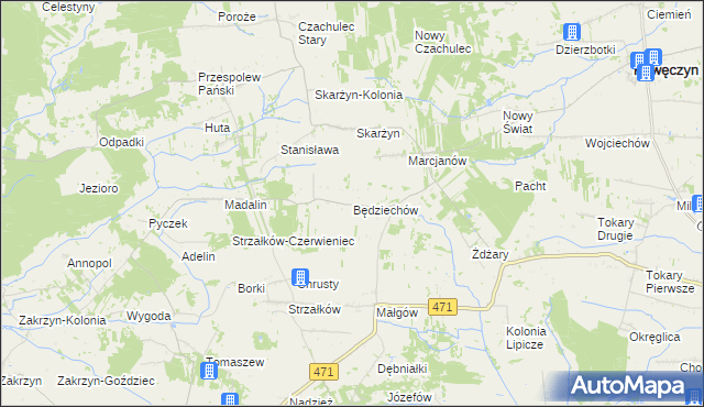mapa Będziechów, Będziechów na mapie Targeo