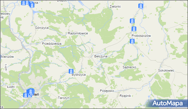 mapa Bełczyna, Bełczyna na mapie Targeo