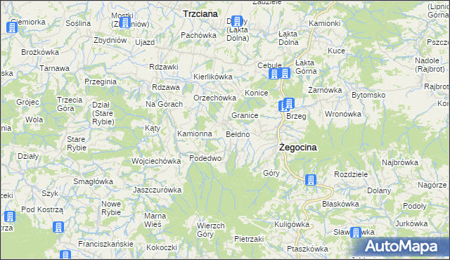 mapa Bełdno, Bełdno na mapie Targeo