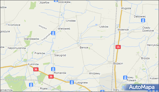 mapa Benice gmina Krotoszyn, Benice gmina Krotoszyn na mapie Targeo