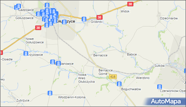 mapa Bernacice, Bernacice na mapie Targeo