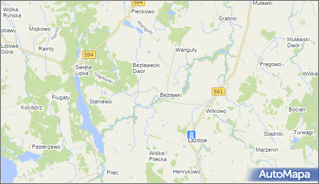 mapa Bezławki, Bezławki na mapie Targeo