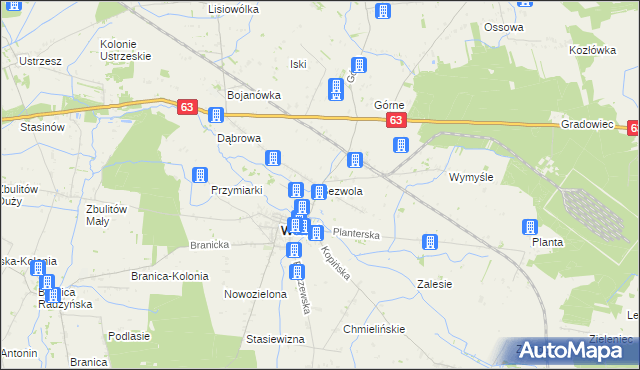 mapa Bezwola, Bezwola na mapie Targeo