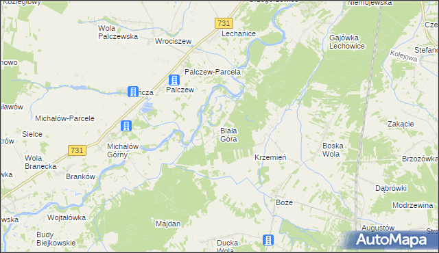 mapa Biała Góra gmina Stromiec, Biała Góra gmina Stromiec na mapie Targeo