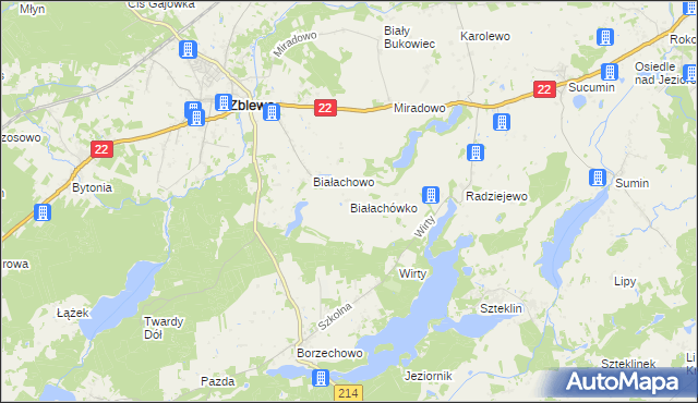 mapa Białachówko, Białachówko na mapie Targeo
