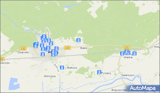 mapa Białcz gmina Witnica, Białcz gmina Witnica na mapie Targeo