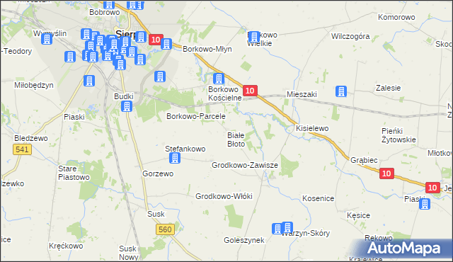 mapa Białe Błoto gmina Sierpc, Białe Błoto gmina Sierpc na mapie Targeo