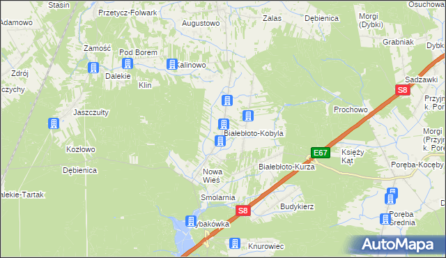 mapa Białebłoto-Kobyla, Białebłoto-Kobyla na mapie Targeo