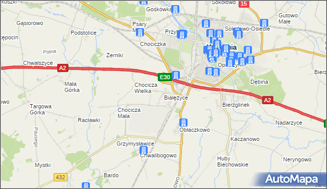 mapa Białężyce, Białężyce na mapie Targeo