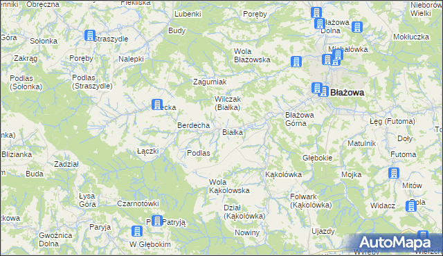 mapa Białka gmina Błażowa, Białka gmina Błażowa na mapie Targeo