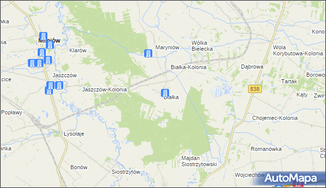 mapa Białka gmina Milejów, Białka gmina Milejów na mapie Targeo