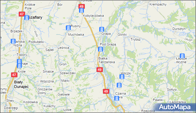 mapa Białka Tatrzańska, Białka Tatrzańska na mapie Targeo