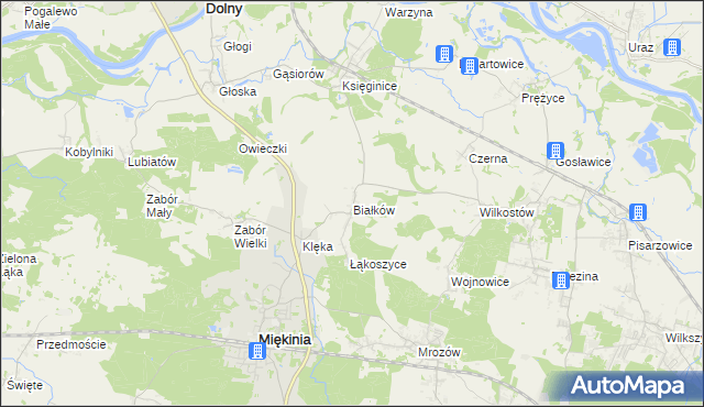 mapa Białków gmina Miękinia, Białków gmina Miękinia na mapie Targeo