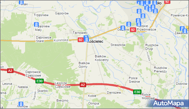 mapa Białków Kościelny, Białków Kościelny na mapie Targeo