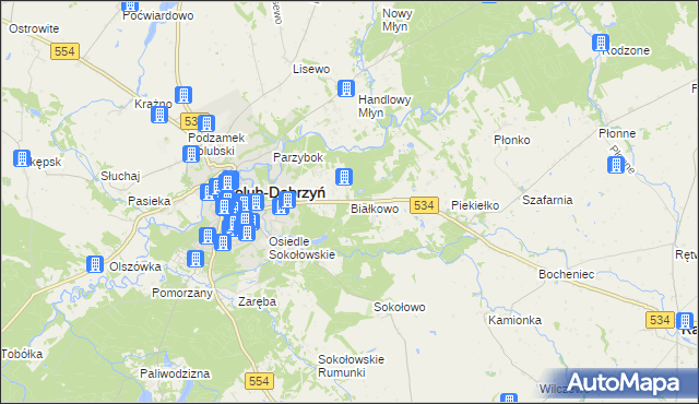 mapa Białkowo gmina Golub-Dobrzyń, Białkowo gmina Golub-Dobrzyń na mapie Targeo