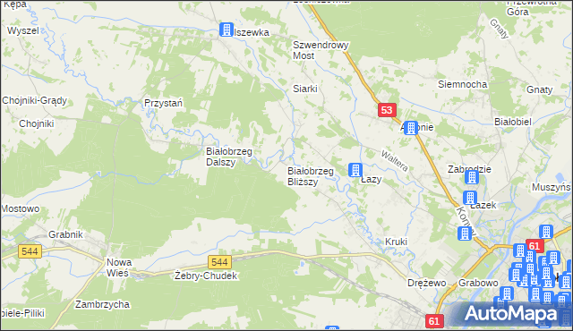 mapa Białobrzeg Bliższy, Białobrzeg Bliższy na mapie Targeo