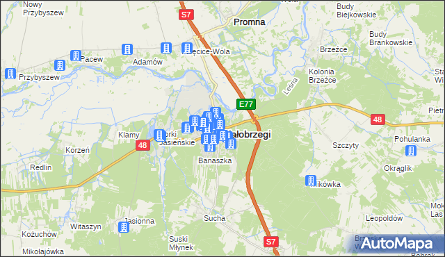 mapa Białobrzegi, Białobrzegi na mapie Targeo