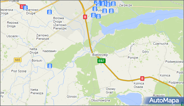 mapa Białobrzegi gmina Augustów, Białobrzegi gmina Augustów na mapie Targeo