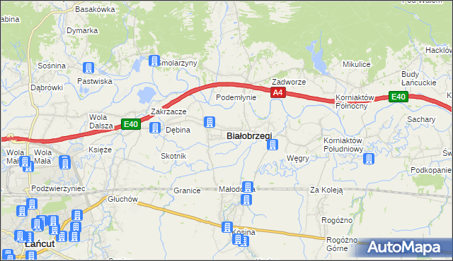 mapa Białobrzegi powiat łańcucki, Białobrzegi powiat łańcucki na mapie Targeo