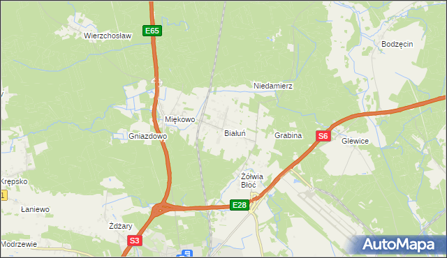 mapa Białuń gmina Goleniów, Białuń gmina Goleniów na mapie Targeo