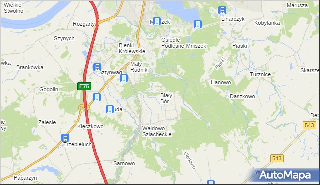 mapa Biały Bór gmina Grudziądz, Biały Bór gmina Grudziądz na mapie Targeo