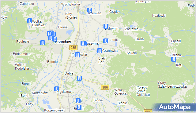 mapa Biały Bór gmina Przecław, Biały Bór gmina Przecław na mapie Targeo