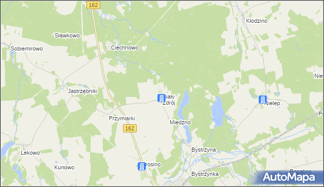 mapa Biały Zdrój gmina Sławoborze, Biały Zdrój gmina Sławoborze na mapie Targeo