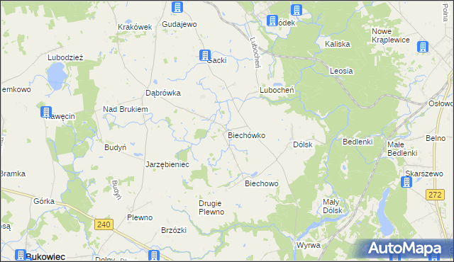 mapa Biechówko gmina Drzycim, Biechówko gmina Drzycim na mapie Targeo