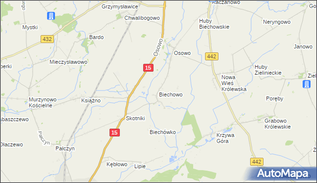 mapa Biechowo gmina Miłosław, Biechowo gmina Miłosław na mapie Targeo