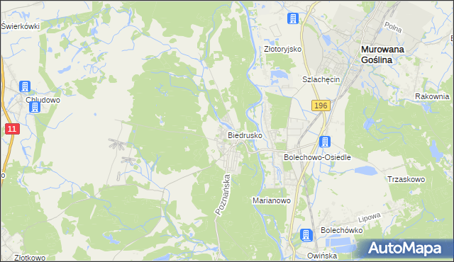 mapa Biedrusko, Biedrusko na mapie Targeo