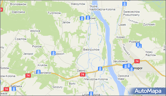 mapa Biedrzychów gmina Ożarów, Biedrzychów gmina Ożarów na mapie Targeo