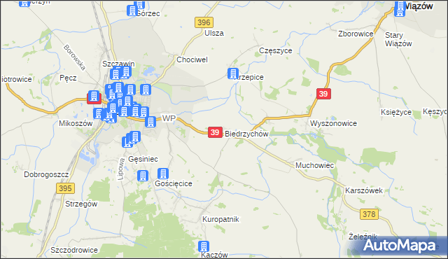 mapa Biedrzychów gmina Strzelin, Biedrzychów gmina Strzelin na mapie Targeo