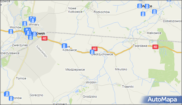 mapa Biedrzychowice gmina Głogówek, Biedrzychowice gmina Głogówek na mapie Targeo