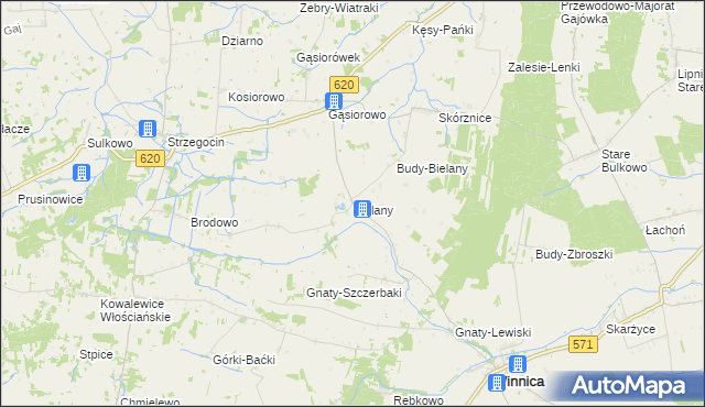 mapa Bielany gmina Winnica, Bielany gmina Winnica na mapie Targeo