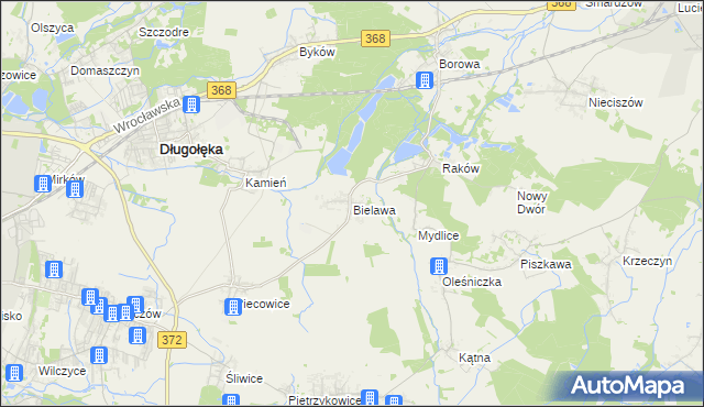mapa Bielawa gmina Długołęka, Bielawa gmina Długołęka na mapie Targeo