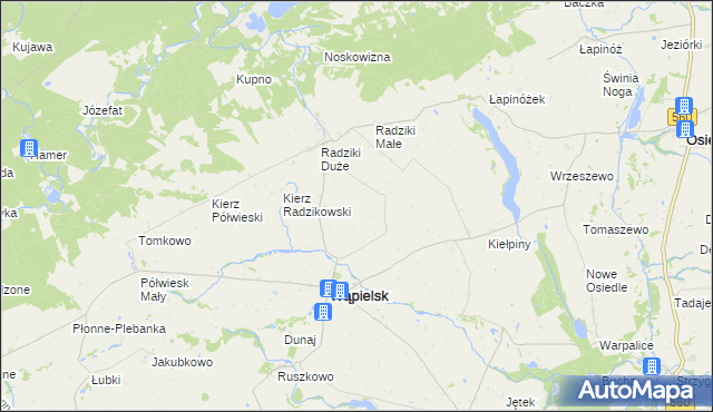 mapa Bielawki gmina Wąpielsk, Bielawki gmina Wąpielsk na mapie Targeo