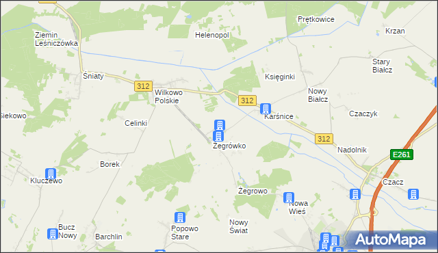 mapa Bielawy gmina Śmigiel, Bielawy gmina Śmigiel na mapie Targeo