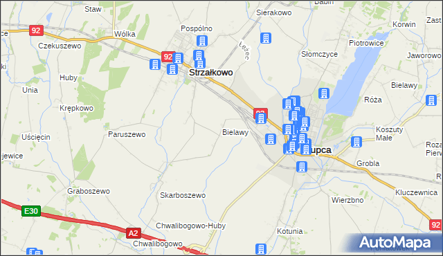 mapa Bielawy gmina Strzałkowo, Bielawy gmina Strzałkowo na mapie Targeo