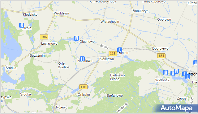 mapa Bielejewo gmina Ostroróg, Bielejewo gmina Ostroróg na mapie Targeo