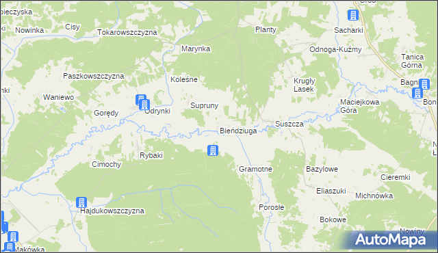 mapa Bieńdziuga, Bieńdziuga na mapie Targeo