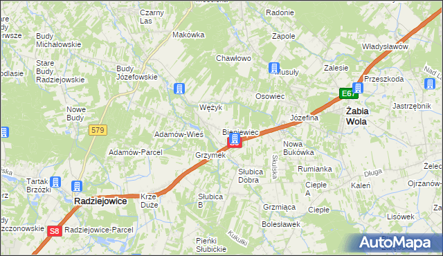 mapa Bieniewiec, Bieniewiec na mapie Targeo