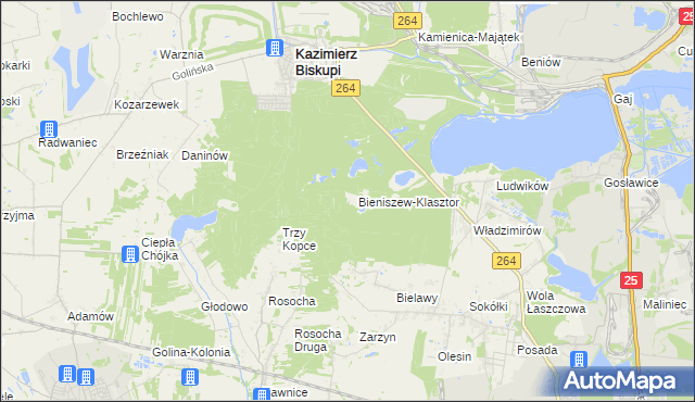 mapa Bieniszew, Bieniszew na mapie Targeo