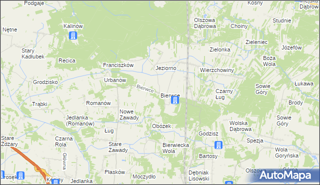 mapa Bierwce, Bierwce na mapie Targeo