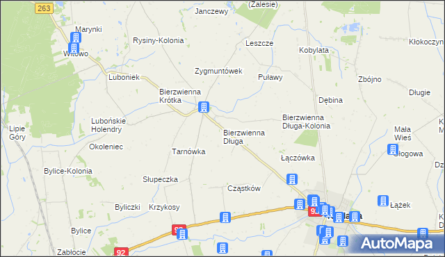 mapa Bierzwienna Długa, Bierzwienna Długa na mapie Targeo