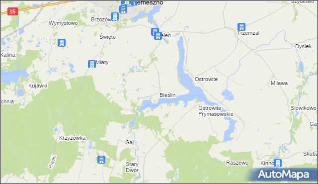 mapa Bieślin, Bieślin na mapie Targeo