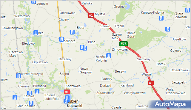 mapa Bileńska Kolonia, Bileńska Kolonia na mapie Targeo